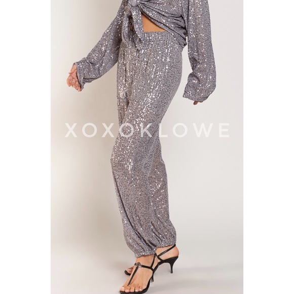 POL Sequin Pants Pull On Harem Style Relaxed Fit - Picture 10 of 16